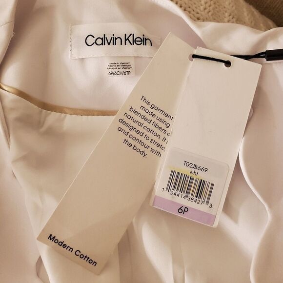 Calvin Klein Petite Scalloped Open-Front Jacket size 6P in White - NEW - Picture 12 of 14